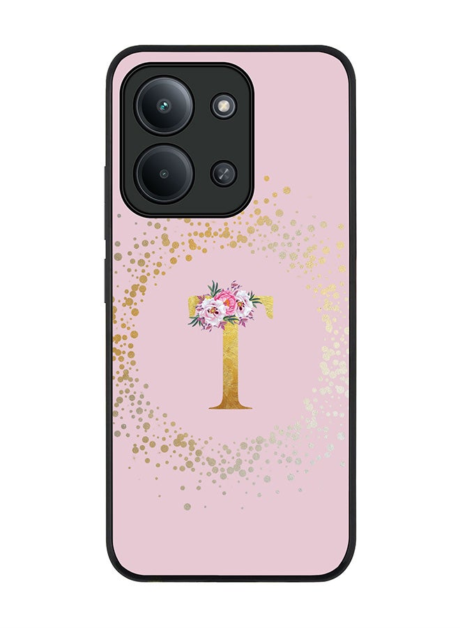 For Xiaomi Redmi 15C 4G Case,Slim fit Camera Protection, Shockproof Thin Phone cover  - Custom Monogram Floral - T  (Pink )